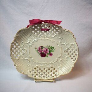 Vintage Formalities By Baum Bros Victorian Roses Rectangle Reticulated Platter